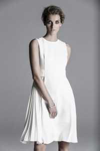 LAFAYETTE White sleeveless A-line midi dress 